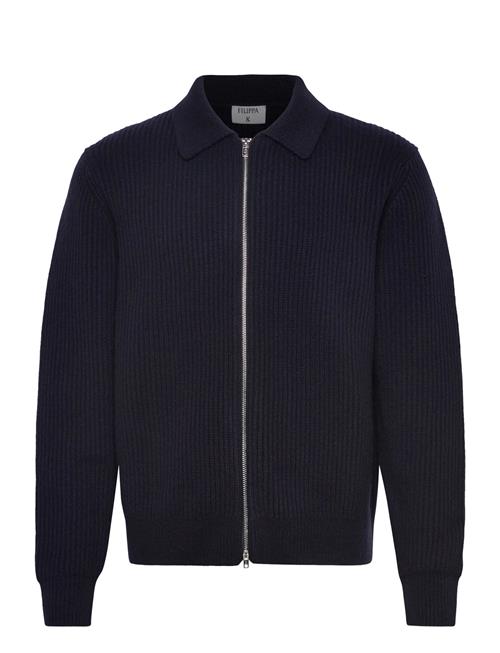 Ribbed Wool Zip Cardigan Filippa K Navy