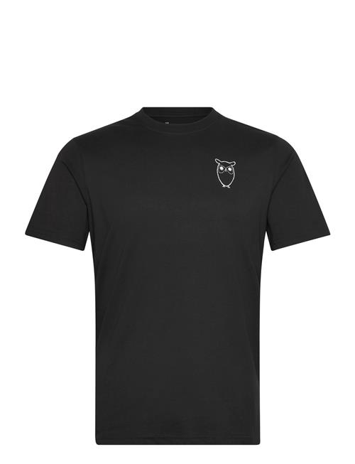 Alder Owl Chest Print Tee - Gots/Ve Knowledge Cotton Apparel Black