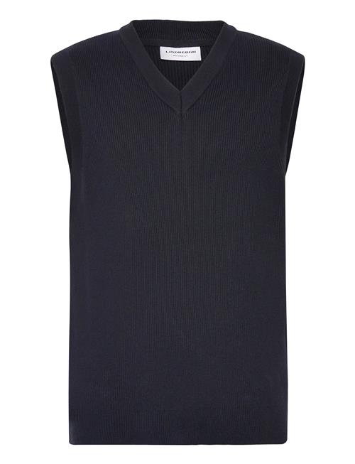 Rib Knitted V-Neck Slipover Lindbergh Navy