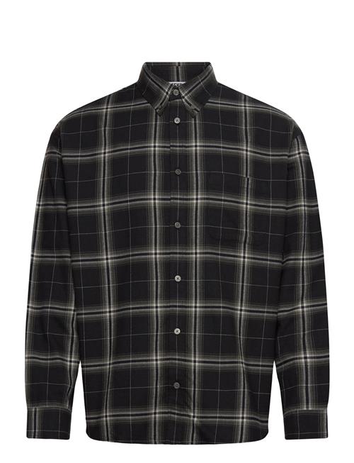 Loose Fit Checked Flannel Shirt Weekday Black