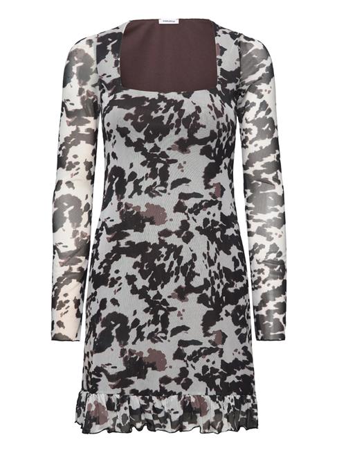 Short Mesh Frill Dress Bubbleroom Brown
