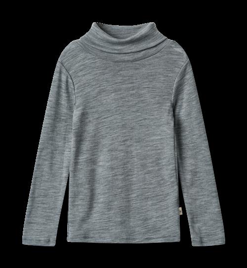 Wheat Aksel Uld-T-shirt Med Rullekrave Melange Grey  Melange Grey 98 cm  Grå  98 cm  Unisex