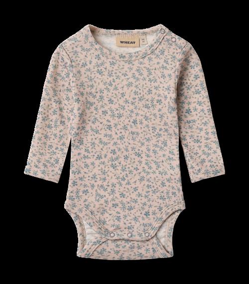 Wheat Lucca Uld Med Lange Ærmer Body Blue Flowers  Blue Flowers 80 cm  Lyserød  80 cm  kvinde