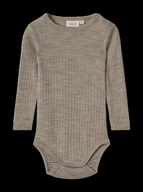 Wheat Lucca Lange Ærmer Uld Silke Body Khaki Melange  Khaki Melange 80 cm  Brun  80 cm  mand