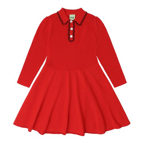 FUB Peplum-kjole I Uld Signal Red  Signal Red-120 cm Wool Rød  120 cm  kvinde