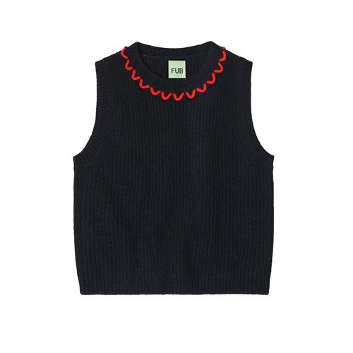 FUB Lammeuldsvest Dark Navy  Dark Navy-110 cm Wool Marineblå  110 cm  Unisex