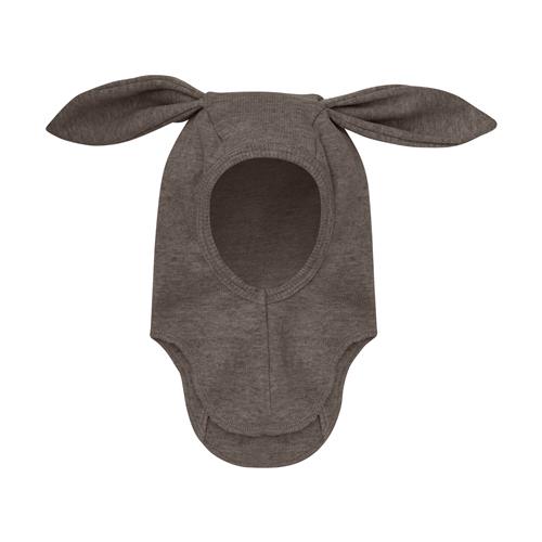 Huttelihut Balaclava I Uldrib Med Ører Brown Melange  Brown Melange 62/68 cm  Brun  62/68 cm  Unisex
