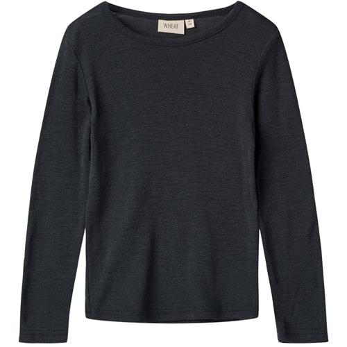 Wheat Uld-T-shirt L/S Alfie Navy 98 cm Wool Marineblå  98 cm  Unisex