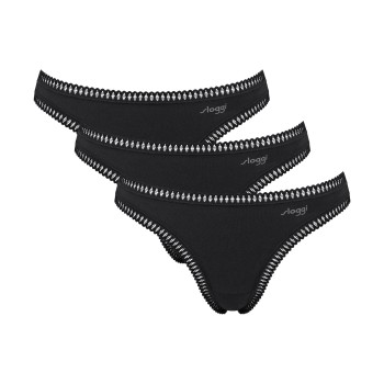 Sloggi Trusser 3P GO Crush String Sort bomuld X-Large Dame