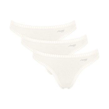 Sloggi Trusser 3P GO Crush String Elfenben bomuld Small Dame
