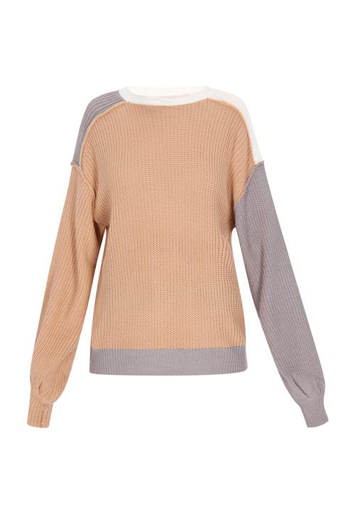 usha BLUE LABEL Pullover 'Fashion Lover'  camel / grå / hvid