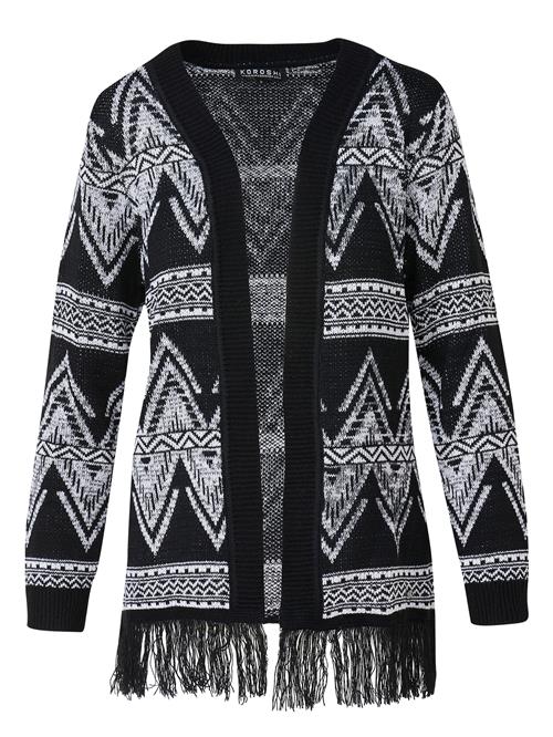 KOROSHI Lang cardigan  sort / hvid