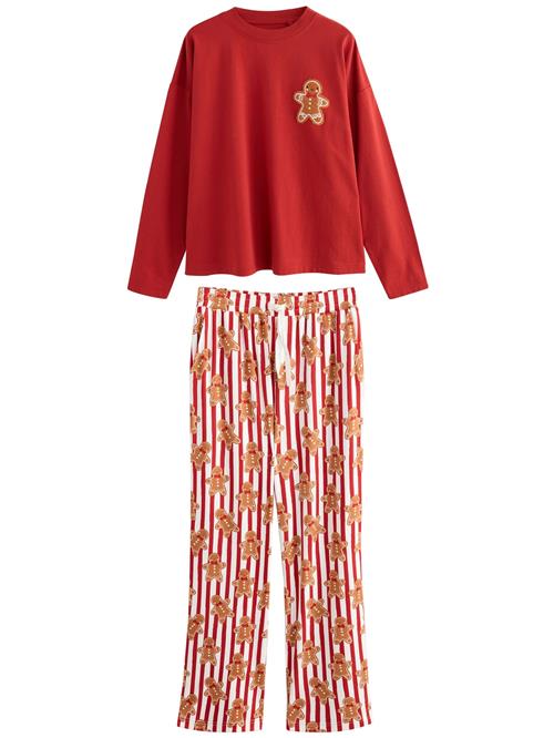 Next Pyjamas  karamel / rød / hvid