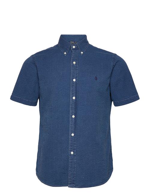 Custom Fit Seersucker Shirt Polo Ralph Lauren Blue