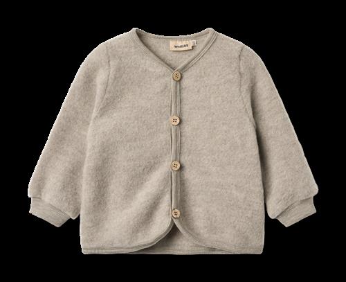 Wheat Kari Cardigan I Uldfleece Khaki Melange  Khaki Melange 74 cm  Brun  74 cm  unisex
