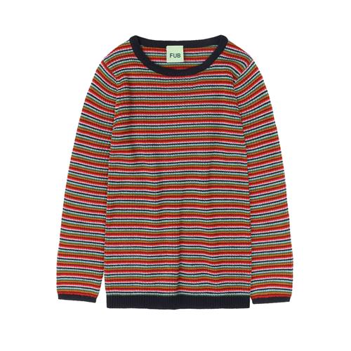 FUB Ribbluse I Uld Multi Stripe  Multi Stripe-100 cm Wool Rød  100 cm  unisex