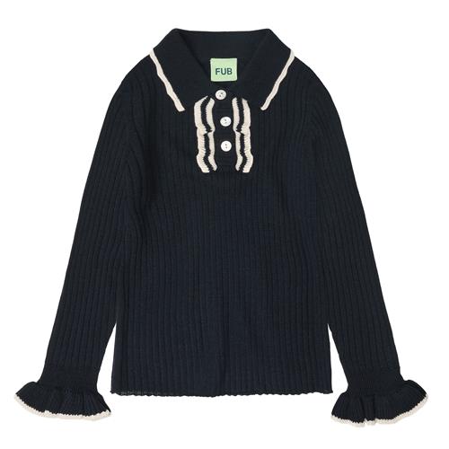 FUB Polo Med Uldfrynser Dark Navy  Dark Navy-130 cm Wool Marineblå  130 cm  kvinde