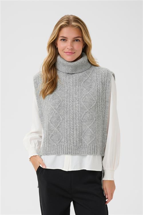 Cream Strikvest 'Frina'  grå-meleret