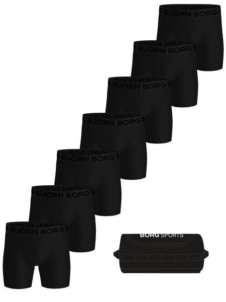Björn Borg Sports Lightweight Boxers + Wash Bag 7-pack Sort, XS