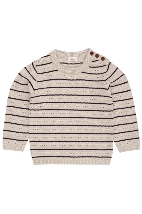 Copenhagen Colors Sweater Med Merinomønster Pale Cream Melange Dark Brown  Pale Cream Melange Dark Brown 110 cm  Creme  110 cm  mand