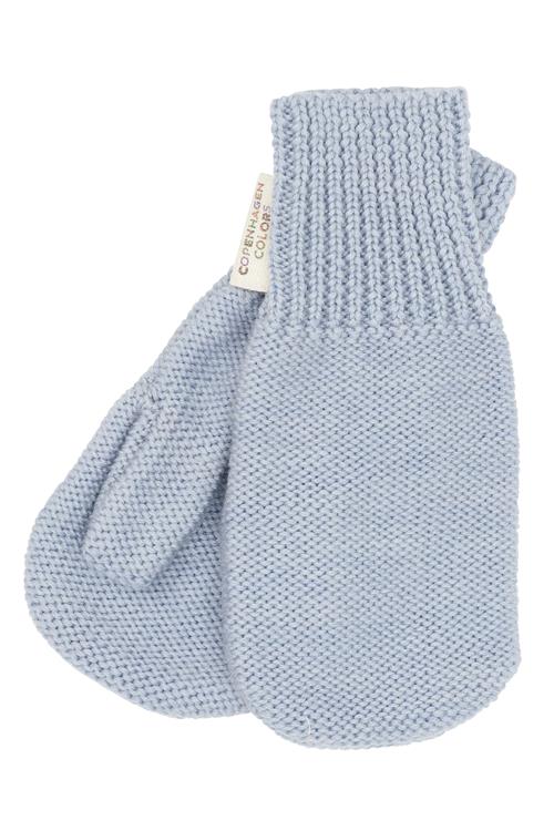 Copenhagen Colors Strikkede Vanter I Merinould Dusty Blue  Dusty Blue 92/98 cm Wool Blå  92/98 cm  unisex