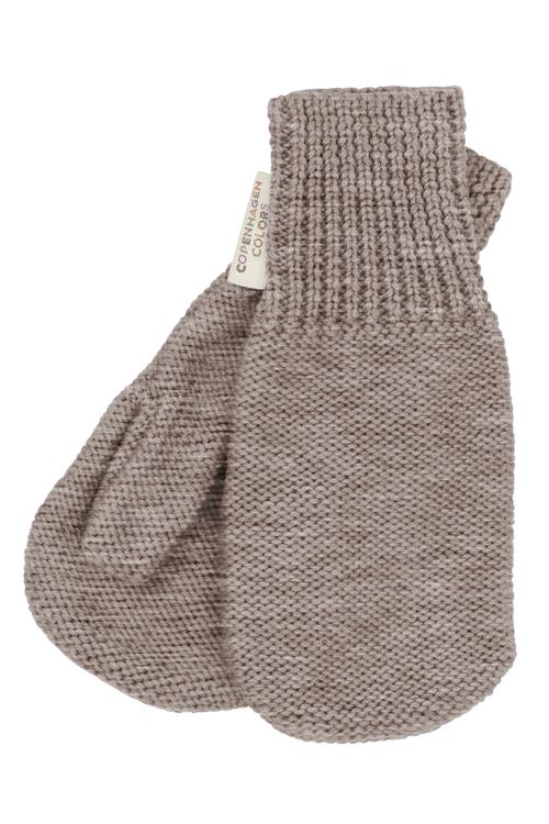 Copenhagen Colors Strikkede Vanter I Merinould Natural Melange  Natural Melange 122/128 cm Wool Brun  122/128 cm  unisex
