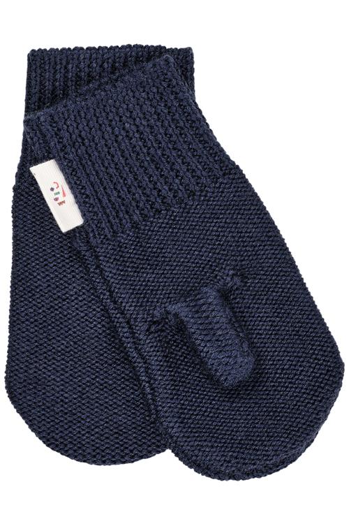 Copenhagen Colors Strikkede Vanter I Merinould Navy  Navy 104/116 cm Wool Marineblå  104/116 cm  unisex