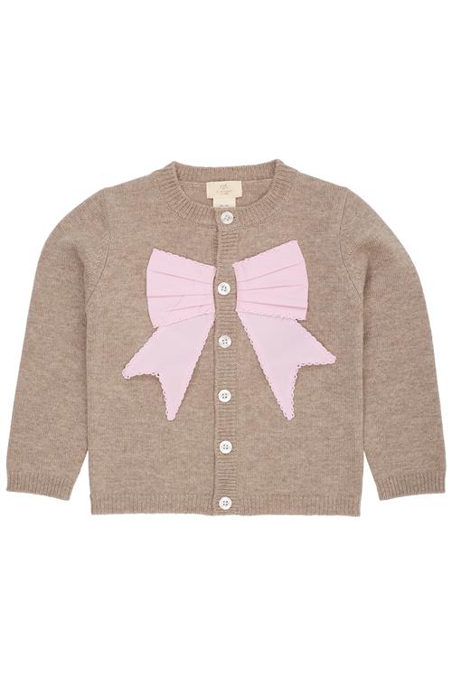 Copenhagen Colors Poplin Bow Cashmere Cardigan Sand Lavender  Sand Lavender 116 cm  Brun  116 cm  kvinde
