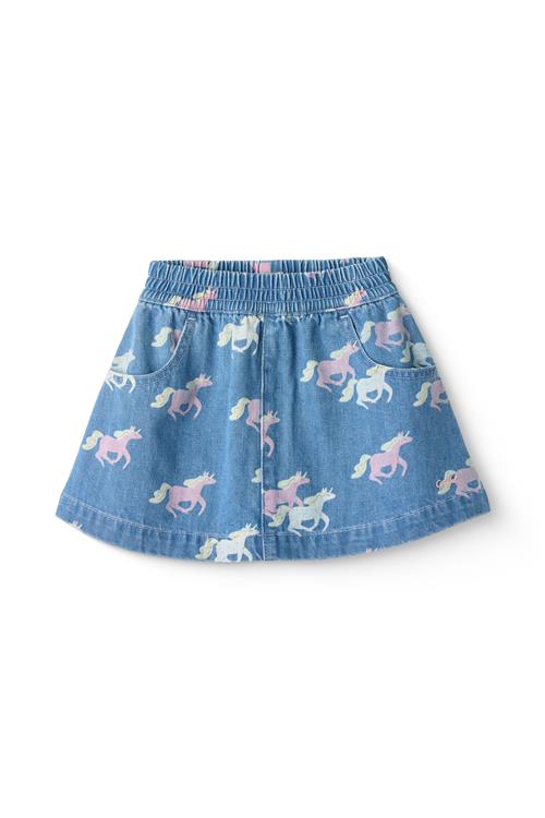 Copenhagen Colors GOTS Denim Nederdel Indigo Blue Washed With Unicorn  Indigo Blue Washed With Unicorn 116 cm  Blå  116 cm  kvinde