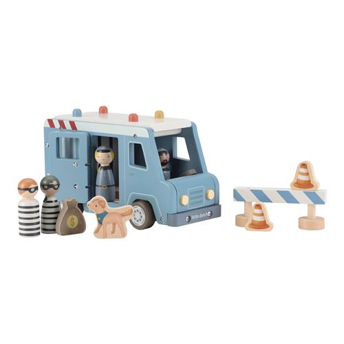 Little Dutch Politibil Med Træfigurer Blue  Blue-One Size Wood Blå  One Size  unisex