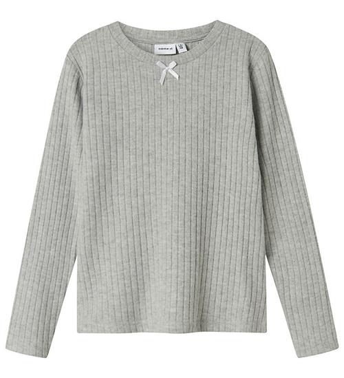 Name it Bluse - Rib - Polyster/Viskose - NkfOlene - Grey Melange