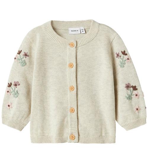 Name It Cardigan - Strik - NbfNussy - Peyote Melange m. Blomster