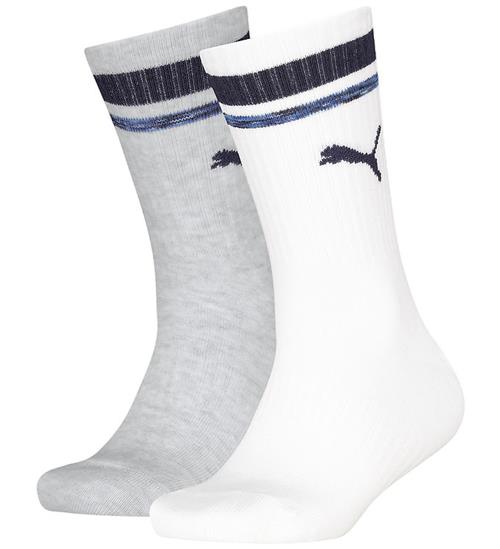 Puma Strømper - Kids Crew - 2-pak - Hvid/Grå/Blå