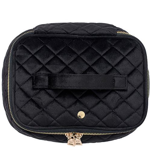 Se Fan Palm Toilettaske - Large - Quiltet Velour - Black Velvet hos KidsWorld