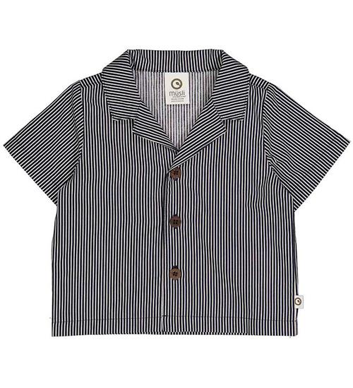 Müsli Skjorte - Poplin Stripe - Balsam Cream/Night Blue