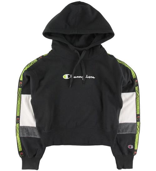 Se Champion Fashion Hættetrøje - Crop - Sort m. Logo hos KidsWorld