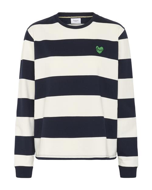 Se SAINT TROPEZ Sweatshirt 'MajsaSZ'  natblå / lime / uldhvid ved About You