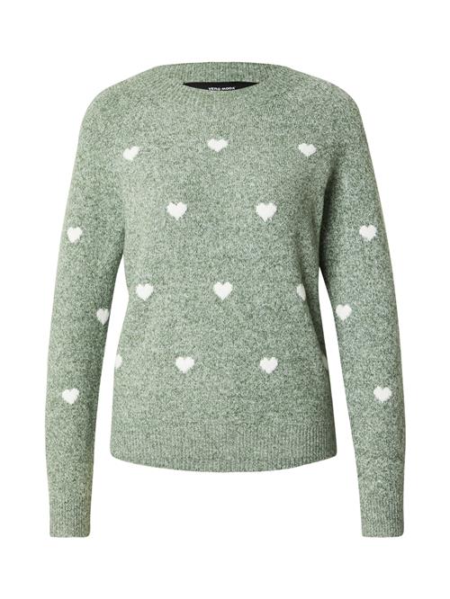 VERO MODA Pullover 'VMDoffy Intarsia'  grøn-meleret / uldhvid