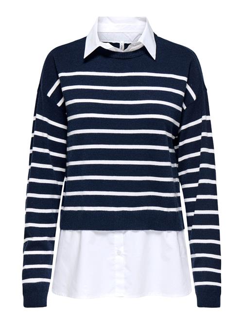 ONLY Pullover 'ONLPayson'  blå / hvid