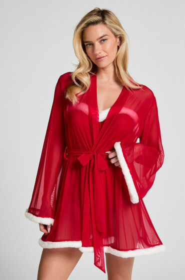 Hunkemöller Kimono Mesh Santa Rød
