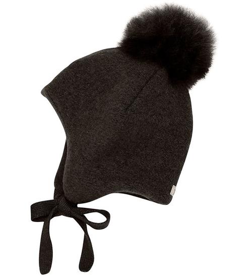 Huttelihut Hue - Uld - Dark Brown Melange m. Kvast
