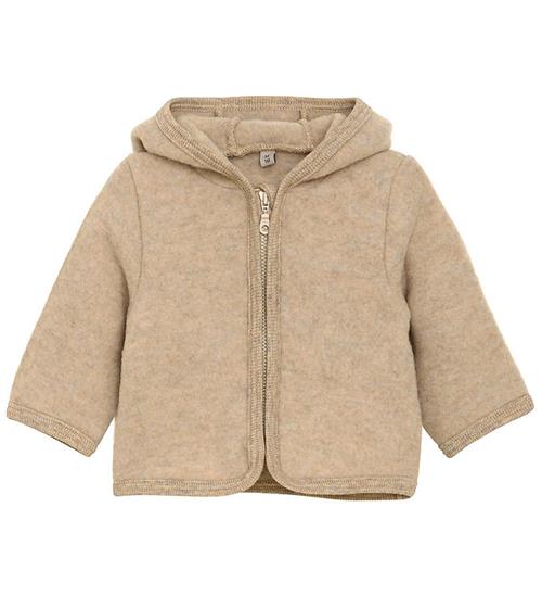 Huttelihut Fleccejakke - Uldfleece - Camel Melange m. Ører