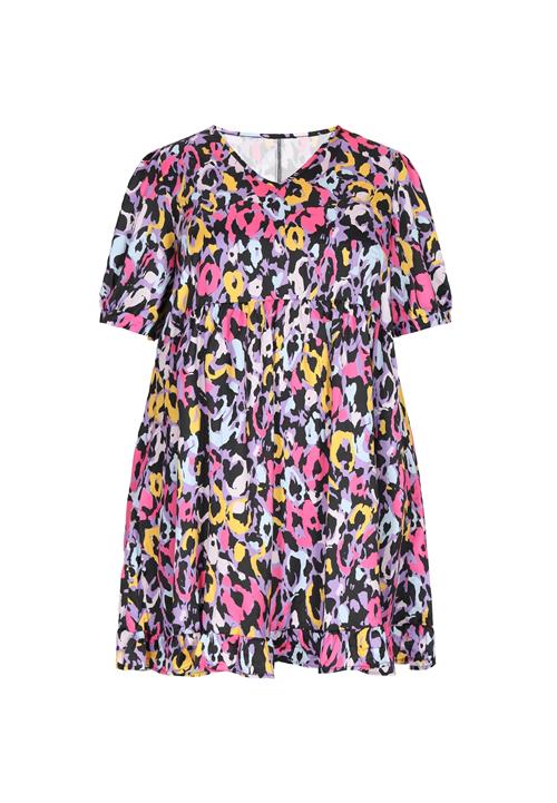swirly Kjole  lyseblå / mørkegul / mørk pink / sort