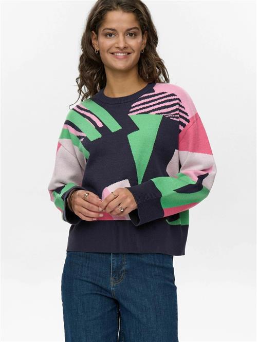 NÜMPH Pullover  marin / grøn / pink / lyserød