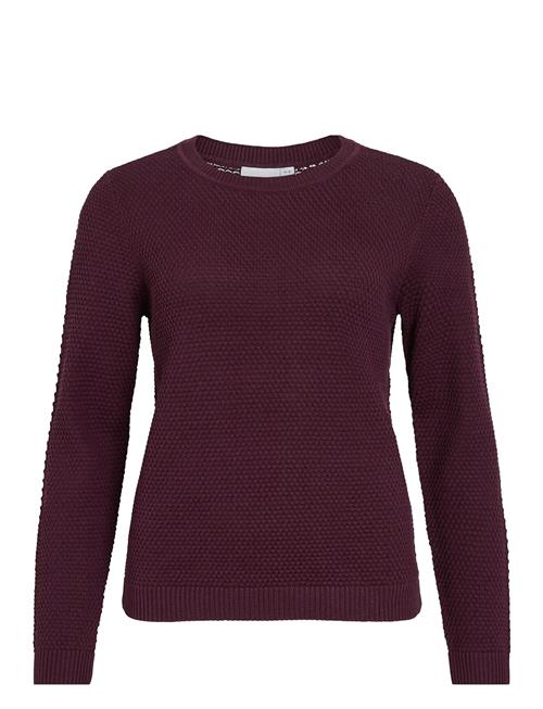 Vidalo O-Neck L/S Knit Top- Noos Vila Burgundy