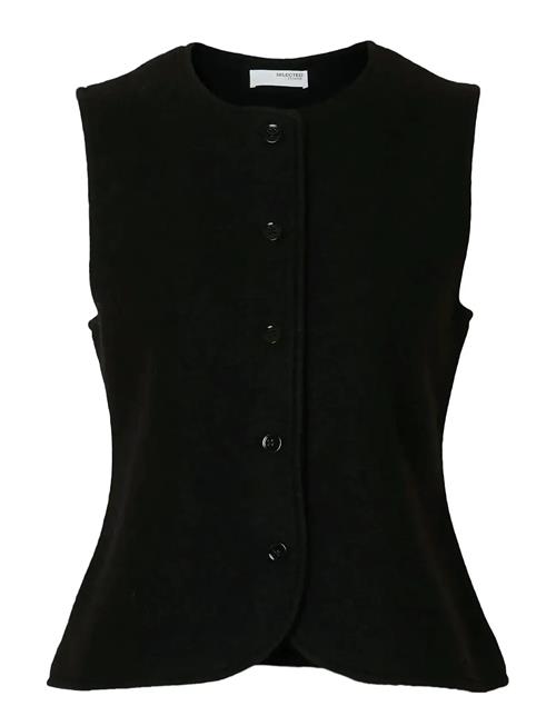 Slfdarla Knit Button Vest Selected Black