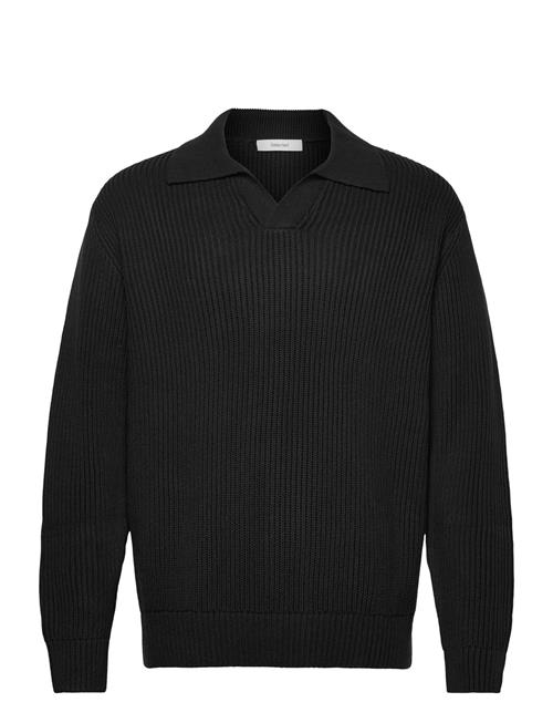 Slhdry Ls Knit Relaxed Open Polo Selected Black