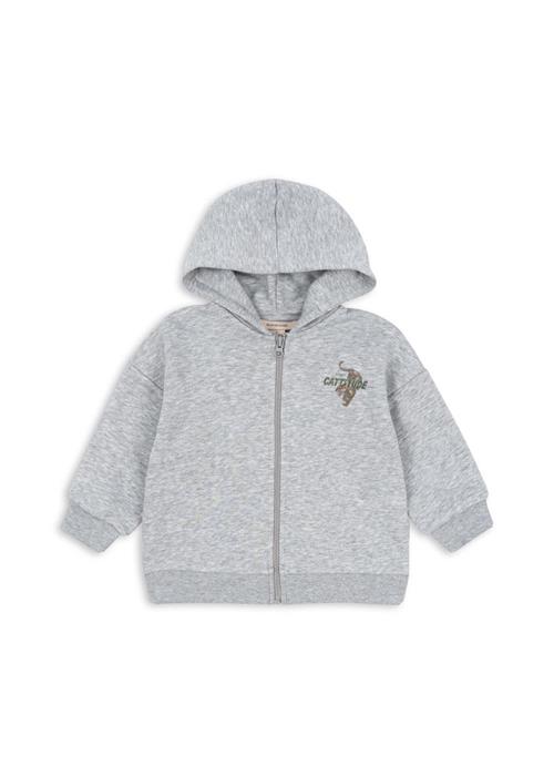 Konges Sløjd Lou Hættetrøje Med Lynlås Grey Melange  Grey Melange 5-6 Y  Grå  5-6 år  mand