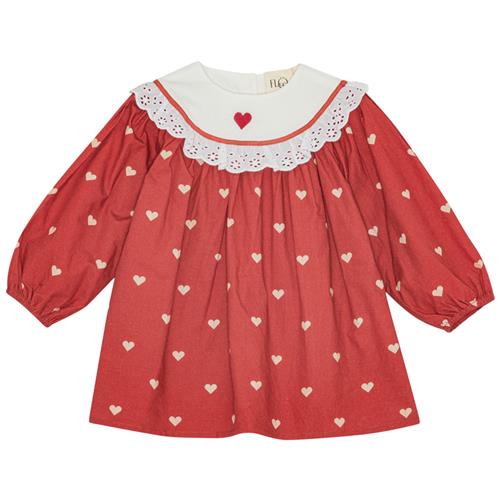 Flöss Ellen Kjole Poppy Red/soft White  Poppy Red/Soft White-104 cm  Rød  104 cm  kvinde