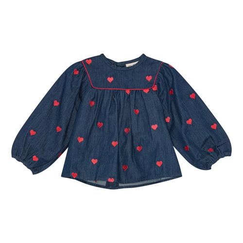 Flöss Amee Bluse Mid Blue Heart  Mid Blue Heart-92 cm  Blå  92 cm  kvinde